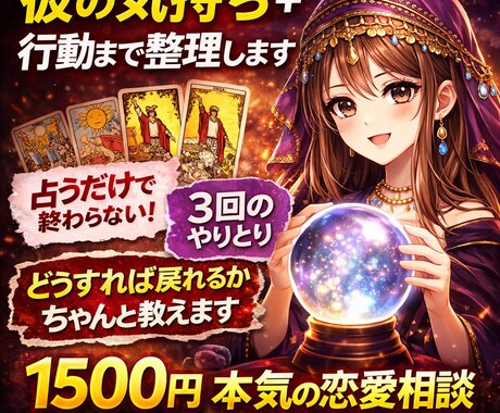 あなたにあった復縁の方法を具体的にお伝えします 占って終わりじゃなく、“どう動けばいいか”まで一緒に整理 イメージ1