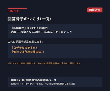 転職面接の想定問答と深掘り対策を作ります 4社同時内定の現役コンサルが回答の矛盾まで先回りします イメージ2