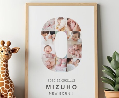 お子さまの誕生日フォトボードをデザインします １年分の「大きくなったね！」を世界に一つの飾れる１枚に！ イメージ2