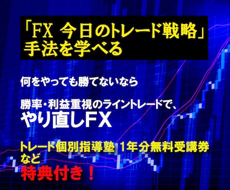毎日配信「FX今日のトレード戦略」手法を公開します 勝率・利益重視ライントレードで「やり直しFX」 イメージ1
