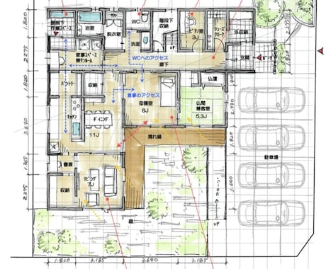 雰囲気のある手書きプラン書きます プレゼン、チラシに！一級建築士が作成します！ イメージ1