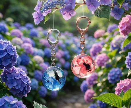 紫陽花と猫のキーフォルダー販売します イメージ1