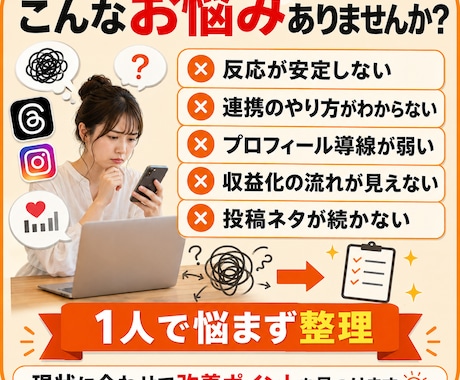 Threads×Instagram連携を設計します 投稿導線・収益導線を整理します｜SNS運用相談 イメージ2