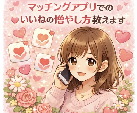 マッチングアプリで、いいね増やしの方法教えます 一緒にマッチングアプリでモテましょう! イメージ1
