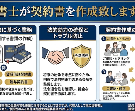 行政書士が契約書を作成します 契約書の作成はおまかせください！ イメージ1