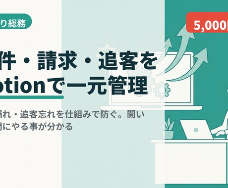 案件・請求・追客をNotionで一元管理します 請求漏れ・追客忘れを、Notionの一元管理で防ぎます イメージ1