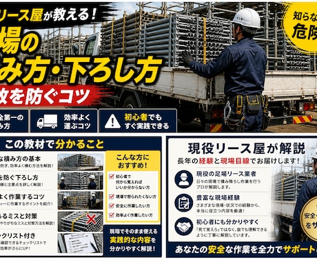 足場材の安全な積み方・下ろし方を提供します 初心者でも分かる｜安心安全な実践ノウハウ イメージ1