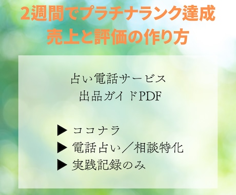 2週間でプラチナランク│実際に行った手順伝授します 電話占いサービスで実際に成果が出たココナラ実践記録PDF イメージ2