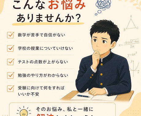 元中学数学教師のオンライン家庭教師でサポートします つまずきを見極め最短で理解へ導く指導｜初回60分2,000円 イメージ2
