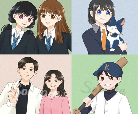 柔らかい雰囲気の似顔絵イラスト描きます 思い出の一枚を可愛いイラストにしませんか？ イメージ2