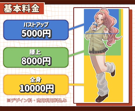 TRPGや配信に使えるポップな立ち絵を制作します 目を引くキャラクターを作りたい方へ！ゲーム、SNSなどにも◎ イメージ2