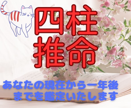 四柱推命　現在から今後一年の展望鑑定します 今後一年の運勢と月毎の吉凶を示し、気になる事柄を重点鑑定！ イメージ1