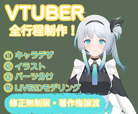 VTube向け、LIVE２Dモデルを制作します 描き込み量の変更、絵柄寄せ等も対応可能です。 イメージ1