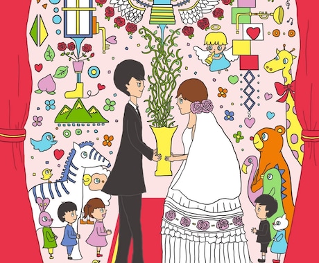 ポップで可愛い結婚式のウェルカムボード作成します デザイナーの経歴もあるので、イラスト、デザインお任せください イメージ1
