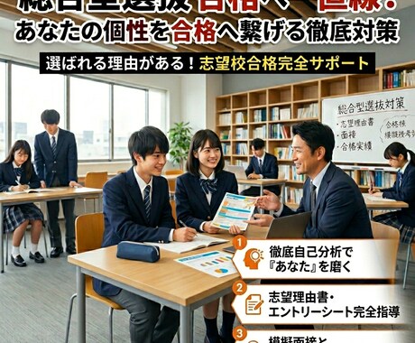 現役大学生による総合型選抜対策を行います 総合型選抜のエントリーシート(自己推薦書類)や面接対策等 イメージ1