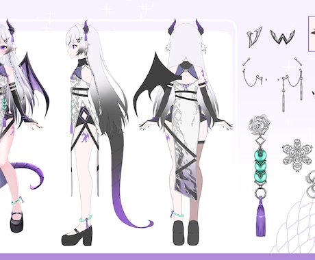三面図をお描きいたします ✧キャラクターデザイン、衣装デザインも承ります！✧ イメージ1