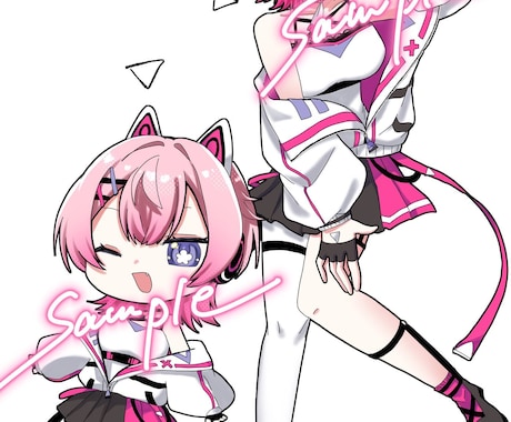 可愛い詰め込みイラスト描きます SDイラスト、顔アップイラスト、全身イラストのセットです。 イメージ2