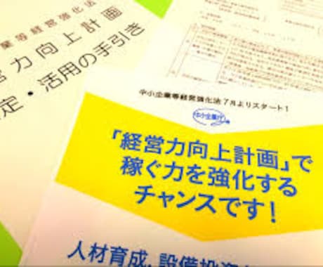 補助金加点・減税・融資【経営力向上計画】策定します 一括償却や補助金申請時の加点等々の認定メリットを漏らさない！ イメージ1