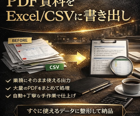 PDF資料をExcel/CSVに書き出します 手修正込・そのまま使える状態で納品｜帳票・報告書・契約書対応 イメージ1