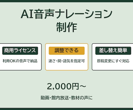 AI音声で自然なナレーションを作成します 商用ライセンス保有┃聞き取りやすい日本語音声 イメージ1
