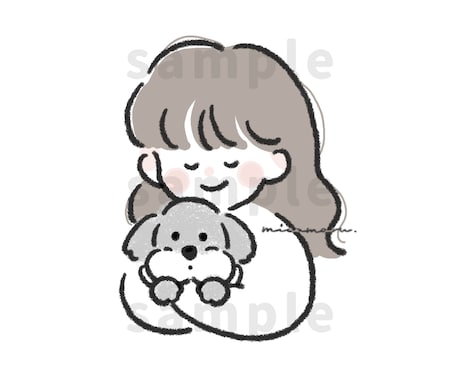 大切なわんちゃんたちとのイラスト作成します ふんわりゆるゆるした雰囲気でお描きします イメージ1