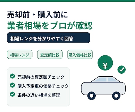 中古車の業者オークション相場を調査します 売却前・購入前にプロが相場レンジを分かりやすく確認 イメージ2