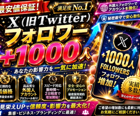 最安値でXフォロワー1000人増やします イメージ1