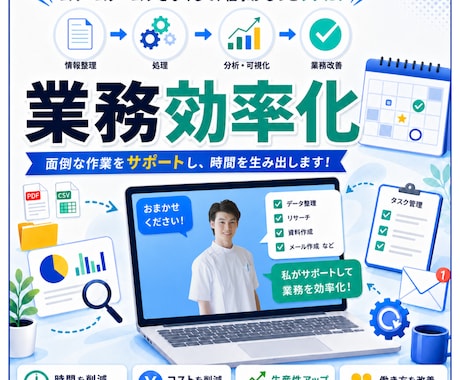 AI活用｜業務改善・業務効率化をサポートします 『忙しい…』面倒な作業を整理し効率化までサポートいたします イメージ1