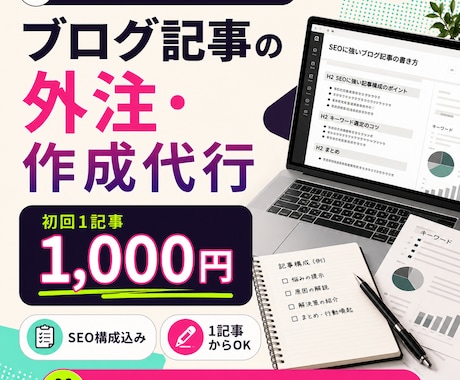ブログ記事の外注・作成代行をします SEO記事作成・Webライティング代行 イメージ1