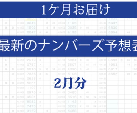 最新ナンバーズ予想表R2年２月分をご覧頂けます ナンバーズ４当選数字の研究データを元に予想しています。 イメージ1