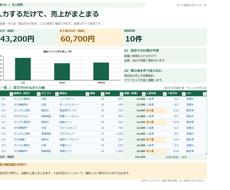 使いやすいExcel管理表を作成します 売上・顧客・在庫管理を、見やすく使いやすく イメージ2