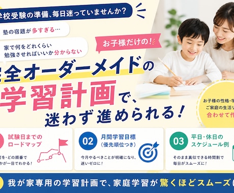 小学校受験対策！お子様専用の学習計画を作成します 不安や迷いを解消！　効率的に進める学習プランを提案します！ イメージ1