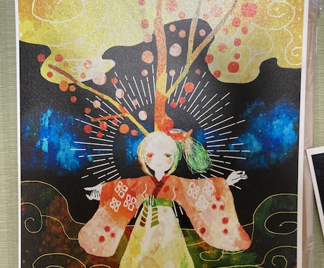 A4イラスト作成します 黒背景にきらきらの絵を一枚、がっつり描きます。 イメージ2