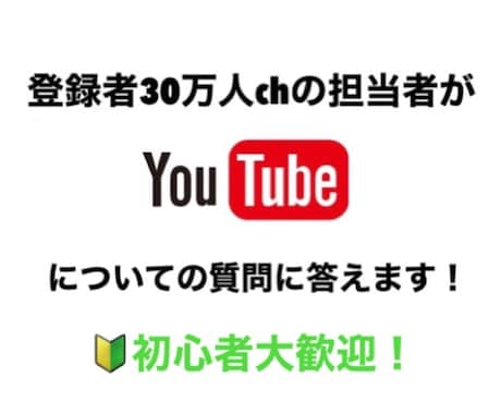 登録者30万人の担当者が質問にお答えします 【YouTubeについてどんな些細なことでも】 イメージ1