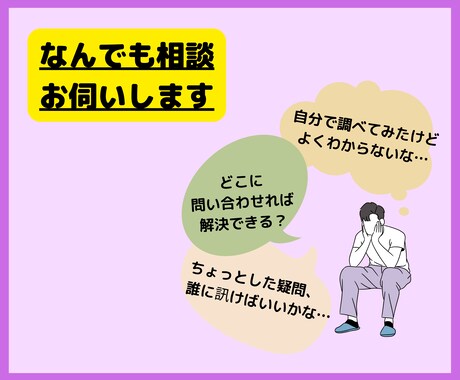 なんでもご相談お伺いします どこに相談すればわからない些細な質問お寄せください。 イメージ1