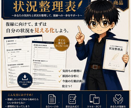 復縁のため必要な現状把握、最善手を整理して導きます 対象の心理・現状・あなたの行動やタイミングを客観整理 イメージ1