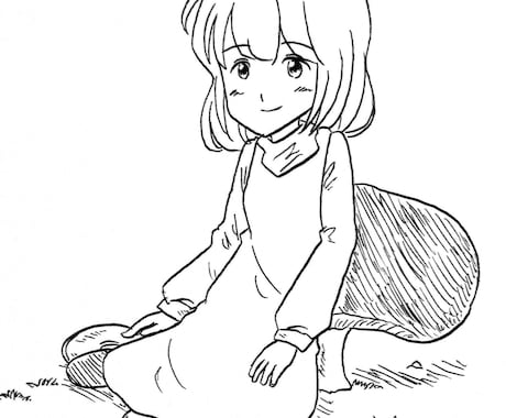 キャラクターの絵を描きます 大きなキノコに寄りかかる女の子 イメージ1