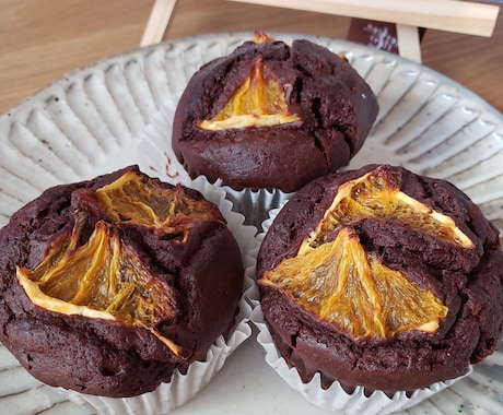 グルテンフリー 米粉マフィンの作り方お教えします カフェで提供している〘チョコオレンジマフィン〙簡単レシピ イメージ1