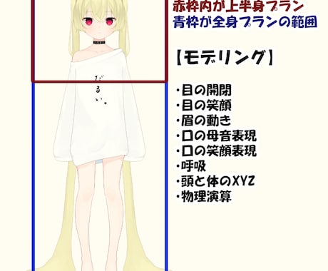 SDイラスト付き！上半身Vモデル制作します パーツ分け＋モデリング込みです✨ イメージ2