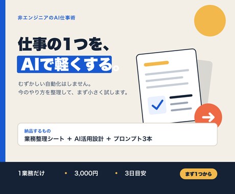 あなたの仕事をAI化する方法を1業務だけ整理します イメージ1