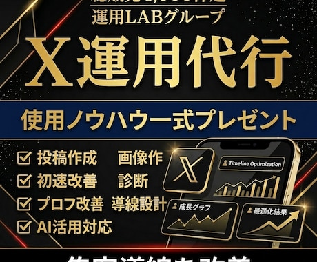 Xを1ヶ月運用代行｜アカウント集客導線を改善します 購入でプレゼント｜使用AIプロンプト&運用後も使えるノウハウ イメージ1