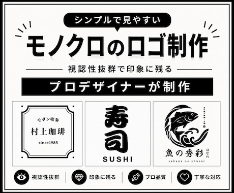 洗練されたシンプルな白黒のロゴ制作します イメージ1