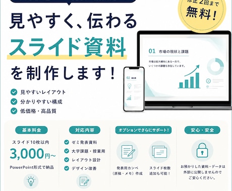 大学課題やゼミ発表用スライドを制作します 見やすく伝わる資料をPowerPoint形式で作成します イメージ1