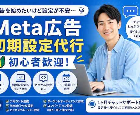設定後サポート付き！Meta広告設定代行します ピクセル設置〜ターゲット設定まで代行！設置後も質問可能！ イメージ1