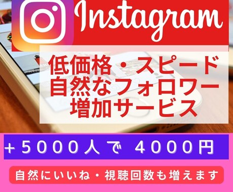 Instagramフォロワー自然に低価格増加します フォロワー5000人が4000円♪日本人フォロワープランも! イメージ1