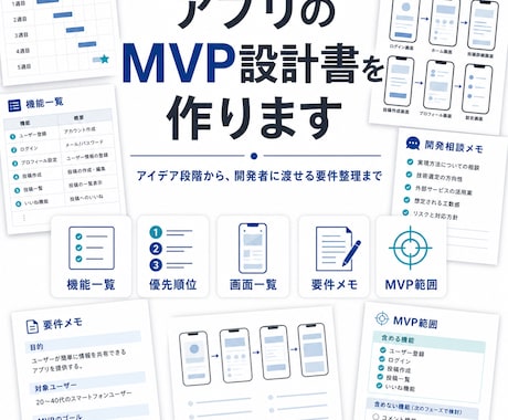 アプリのMVP設計書を作ります 要件定義から画面設計までPMが整理 イメージ1