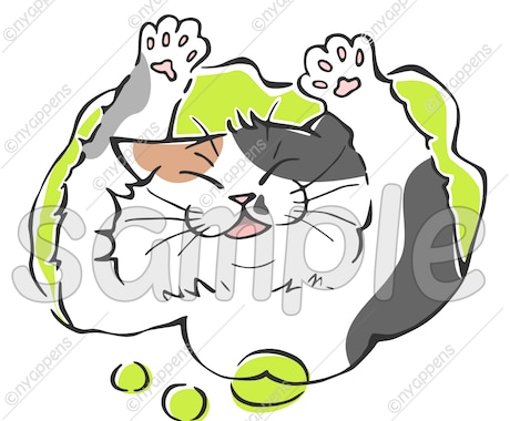 商用利用OK！猫の手書きイラスト販売しています SNS、パンフレットやチラシ、POP、名刺、印刷の素材に★C イメージ2
