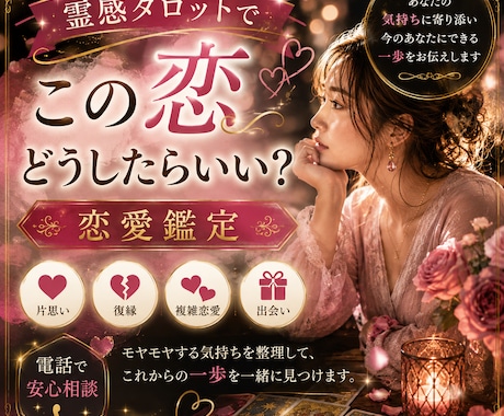 この恋どうしたらいい?霊感タロットで恋愛鑑定します 片思い・復縁・複雑恋愛・出会い|気持ちと今後の一歩を読み解く イメージ1