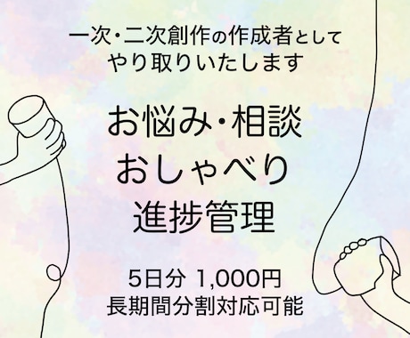 創作活動をする仲間としてテキストチャットします 5日分の創作に関する相談・おしゃべり・進捗管理 イメージ1