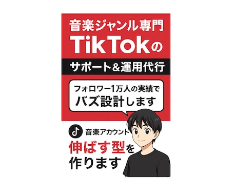 TikTok音楽アカの伸びる型つくります 音楽アカウントの“伸びる型”を作ります。 イメージ1